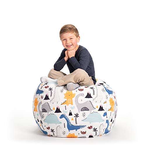Creative QT Stuffed Animal Storage Bean Bag Chair - Stuff  n Sit Organization for Kids Toy Storage - Large Size (33 , Dinosaur)