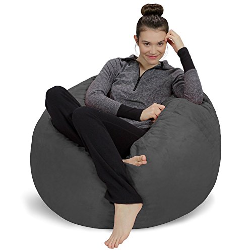 Sofa Sack - Plush, Ultra Soft Bean Bag Chair - Memory Foam Bean Bag Chair with Microsuede Cover - Stuffed Foam Filled Furniture and Accessories for Dorm Room - Charcoal 3 