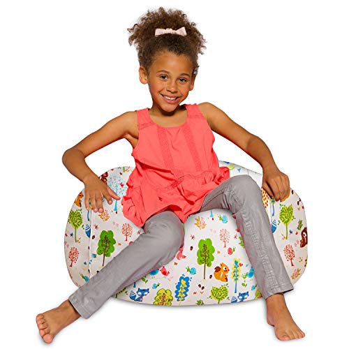 Posh Creations Bean Bag Chair for Kids, Teens, and Adults Includes Removable and Machine Washable Cover, 27in - Medium, Canvas Animals Forest Critters