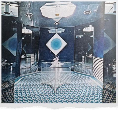 reflective room in blue